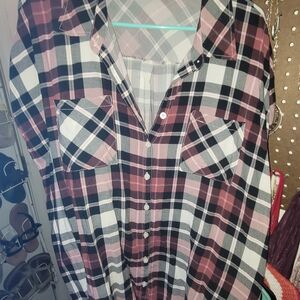 Torrid Pink and Black Plaid Shirt